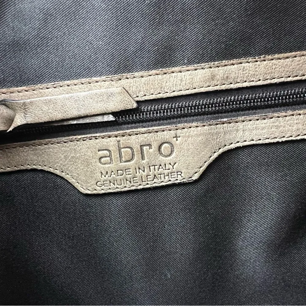 ABRO Hobo Taupe Leather Handbag Made in Italy